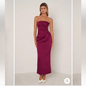 Elle Zeitoune Strapless Plum Midi dress